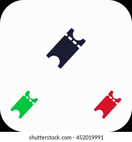 Ticket Illustration set. Blue, green, red icon.