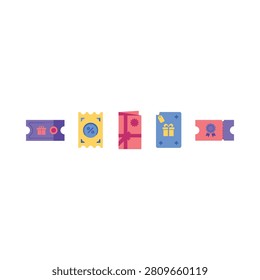 Ticket illustrations flat vector graphics on a white background