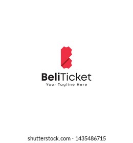 ticket and initial b logo design template