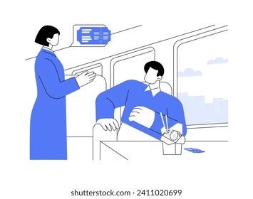 Ticket inspector abstract concept vector illustration. Train workers checking passengers tickets, urban transportation services, public transport inspectors control abstract metaphor.