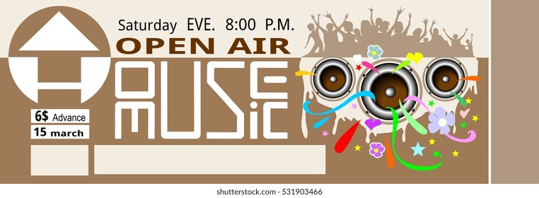 ticket invitation card on open air concert invent, show, coupon, pass admission entry entrance people 