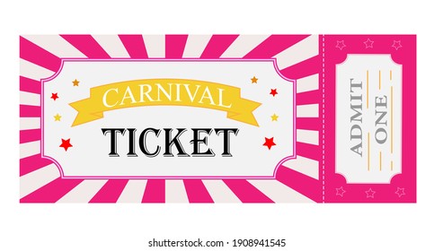 Ticket invitation to the carnival with minimal design. 