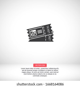 Ticket isoliert minimales einzelnes flaches Symbol für Anwendung und Infografik. Flugticket Vektorillustration Symbol für Web-Sites und mobile minimalistische flache Design. т и к к т Vektorillustration