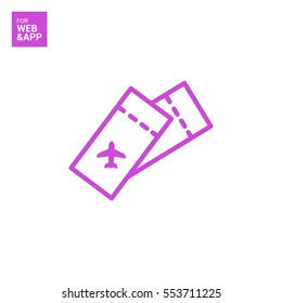 Ticket isolated minimal single flat linear icon for application and info-graphic. World line vector icon for websites and mobile minimalistic flat design.