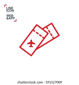 Ticket isolated minimal single flat linear icon for application and info-graphic. World line vector icon for websites and mobile minimalistic flat design.