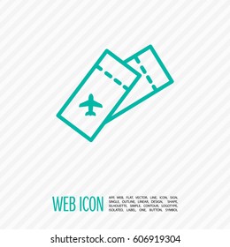 Ticket isolated minimal single flat linear icon for application and info-graphic. World line vector icon for websites and mobile minimalistic flat design.