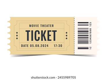 Ticket isolated on white background. Vector. Circus,movie,grandstand,performance,theater,concert,play,performance,party,event,festival ticket realistic template set. 