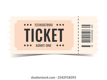 Ticket isolated on white background for Circus, cinema, concert, play, party, event, festival ticket realistic template. Vector Ticket Icon for website.