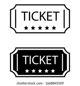 Ticket isolated vector icon set. Movie or theatre coupon illustration sign collection.