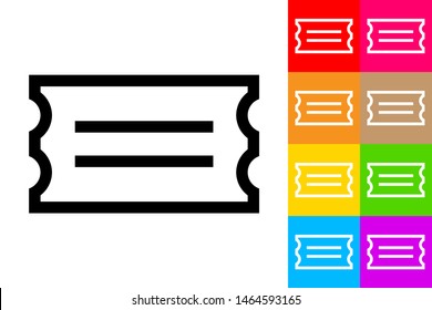 Ticket. Line Icon With Different Color Background.
