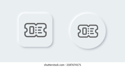 Ticket line icon in neomorphic design style. Coupon signs vector illustration.