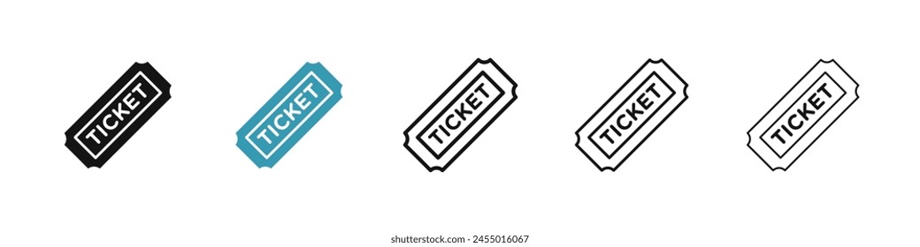 Ticket line icon set. movie cinema tickets line icon. concert pass sign. vip coupon or voucher icon. plane flight tickets line icons for Ui designs.