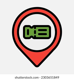 Ticketstandort-Symbol im vollen Linienstil, Verwendung für Website-Mobile-App-Präsentation