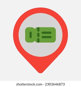 Ticket Location Symbol in flachem Stil, Verwendung für Website-Mobile-App-Präsentation