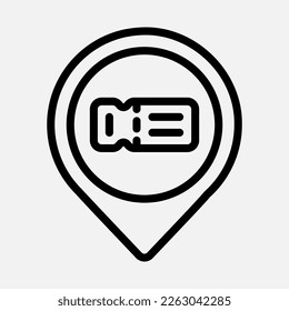 Icono de localización de entradas en estilo de línea, uso para presentación de aplicaciones móviles del sitio web