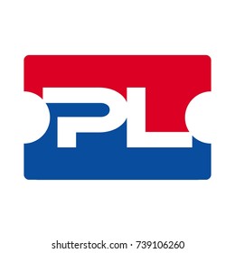 ticket logo with letter P and L. logo vector.