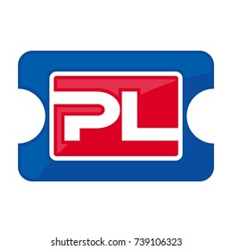 ticket logo with letter P and L. logo vector.