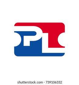 ticket logo with letter P and L. logo vector.