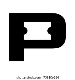 ticket logo with letter P. logo vector.