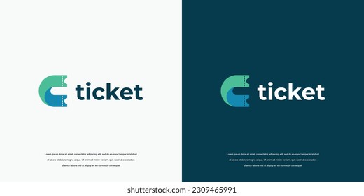 Ticket logo vector design. Ticket icon Letter C