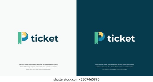 Ticket logo vector design. Ticket icon Letter P