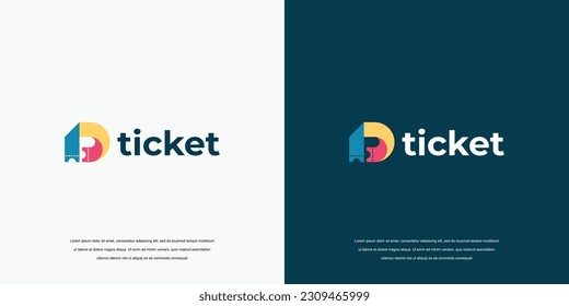 Ticket logo vector design. Ticket icon Letter D