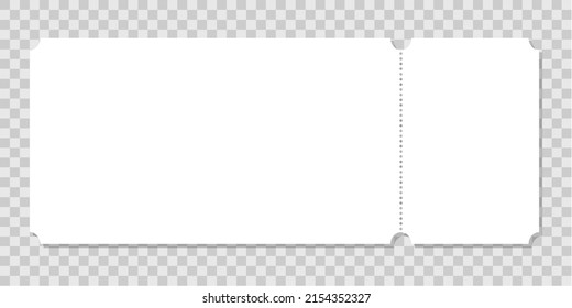 Ticket or lottery mockup. Blank entry card for event, concert, movie, museum, festival, theater, exhibition isolated on transparent background. Vector illustration