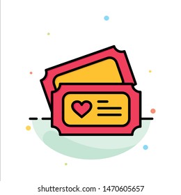 Ticket, Love, Heart, Wedding Abstract Flat Color Icon Template. Vector Icon Template background