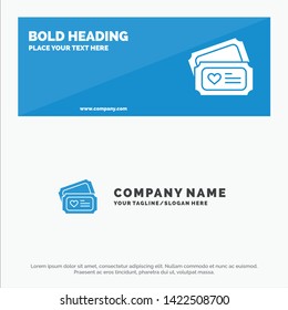 Ticket, Love, Heart, Wedding Solid Icon Website Banner and Business Logo Template