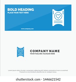Ticket, Love, Heart, Wedding SOlid Icon Website Banner and Business Logo Template