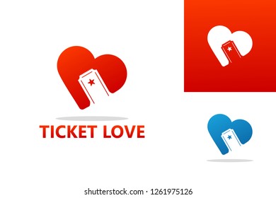 Ticket Love Logo Template Design Vector, Emblem, Design Concept, Creative Symbol, Icon