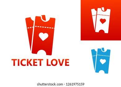 Ticket Love Logo Template Design Vector, Emblem, Design Concept, Creative Symbol, Icon