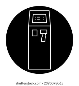 Ticket machine  in black line icon. Self service machine. Pictogram for web page, mobile app, promo.