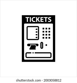 Ticket Machine Icon, Automatic Ticket Vending Machine, Paper Ticket, Pass Printing Machine Vector Art Illustration