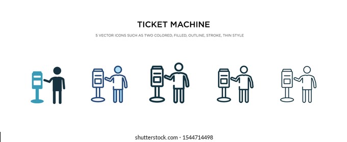 ticket machine icon in different style vector illustration. two colored and black ticket machine vector icons designed in filled, outline, line and stroke style can be used for web, mobile, ui