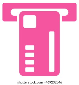 Ticket Machine icon. Vector style is flat iconic symbol with rounded angles, pink color, white background.