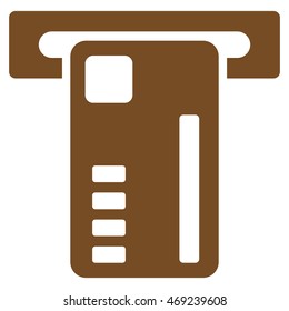 Ticket Machine icon. Vector style is flat iconic symbol with rounded angles, brown color, white background.