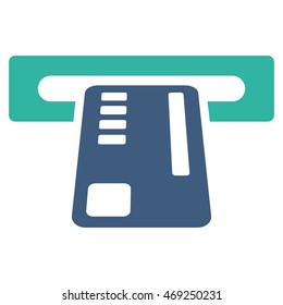 Ticket Machine icon. Vector style is bicolor flat iconic symbol with rounded angles, cobalt and cyan colors, white background.