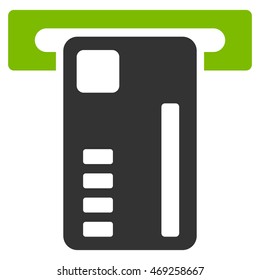 Ticket Machine icon. Vector style is bicolor flat iconic symbol with rounded angles, eco green and gray colors, white background.