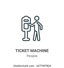 Umriss der Vektorillustration des Ticketautomaten. Schwarze Billardmaschine Symbol, einfache flache Vektorillustration Elementgrafik von bearbeitbaren Menschen Konzept einzeln auf weißem Hintergrund