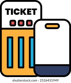 A ticket machine and a phone are shown together