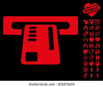 Ticket Machine pictograph with bonus passion pictures. Vector illustration style is flat iconic symbols on white background.
