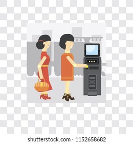 Ticket machine vector icon isolated on transparent background, Ticket machine logo concept