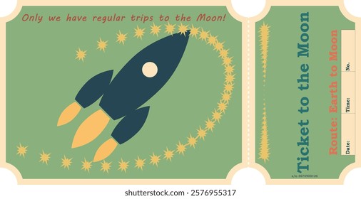 Ticket made in retro style with the inscription Ticket to the moon. 