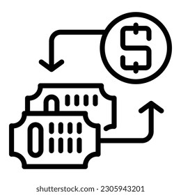 Ticket money barter icon outline vector. Evolution system. Digital data