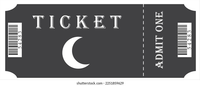 ticket with moon icon, vector, illustration