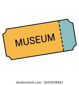 ticket museum exhibition holiday flat color vector illustration template design