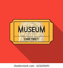 Ticket to the museum icon in flat style isolated on white background. Museum symbol stock vector illustration.