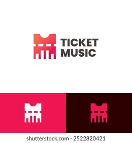 ticket music vector logo design