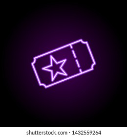 ticket neon icon. Elements of web set. Simple icon for websites, web design, mobile app, info graphics